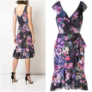 Marchesa Ruffled Cocktail Floral Dress Size 12